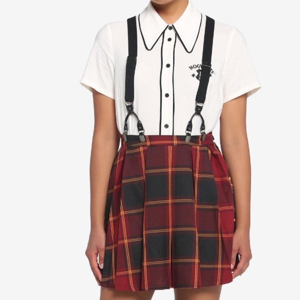 Hot Topic Harry Potter Gryffindor Pleated Suspender Skirt Cosplay